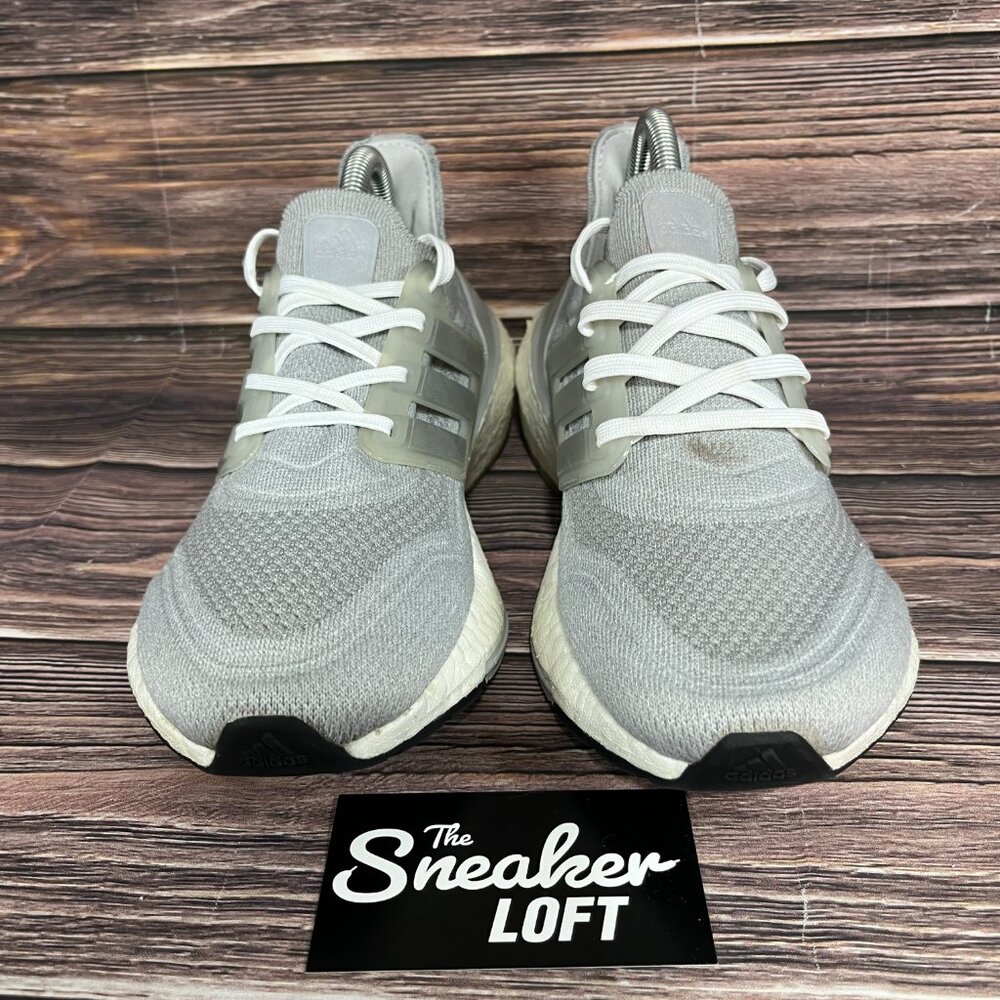 Adidas Ultraboost 21 Grey Silver Metallic Women's‎ Athletic Shoes - Picture 2 of 8